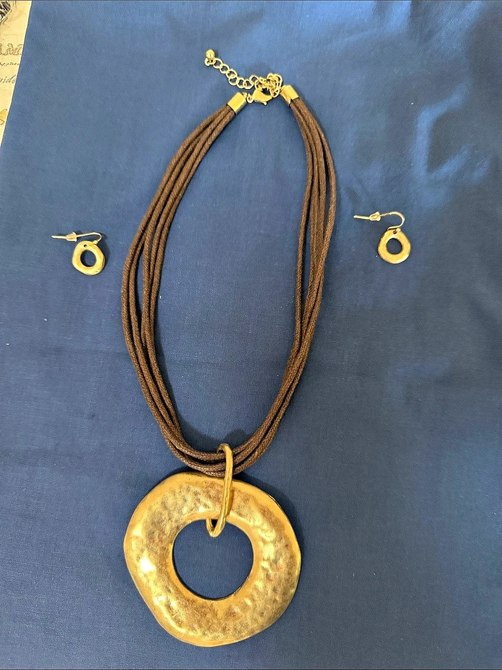 Brown Multi-Strand Necklace & Earrings Like New